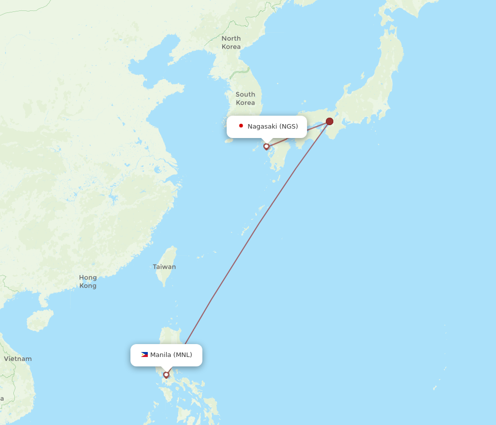 All Flight Routes From Nagasaki To Manila Ngs To Mnl Flight Routes 5843