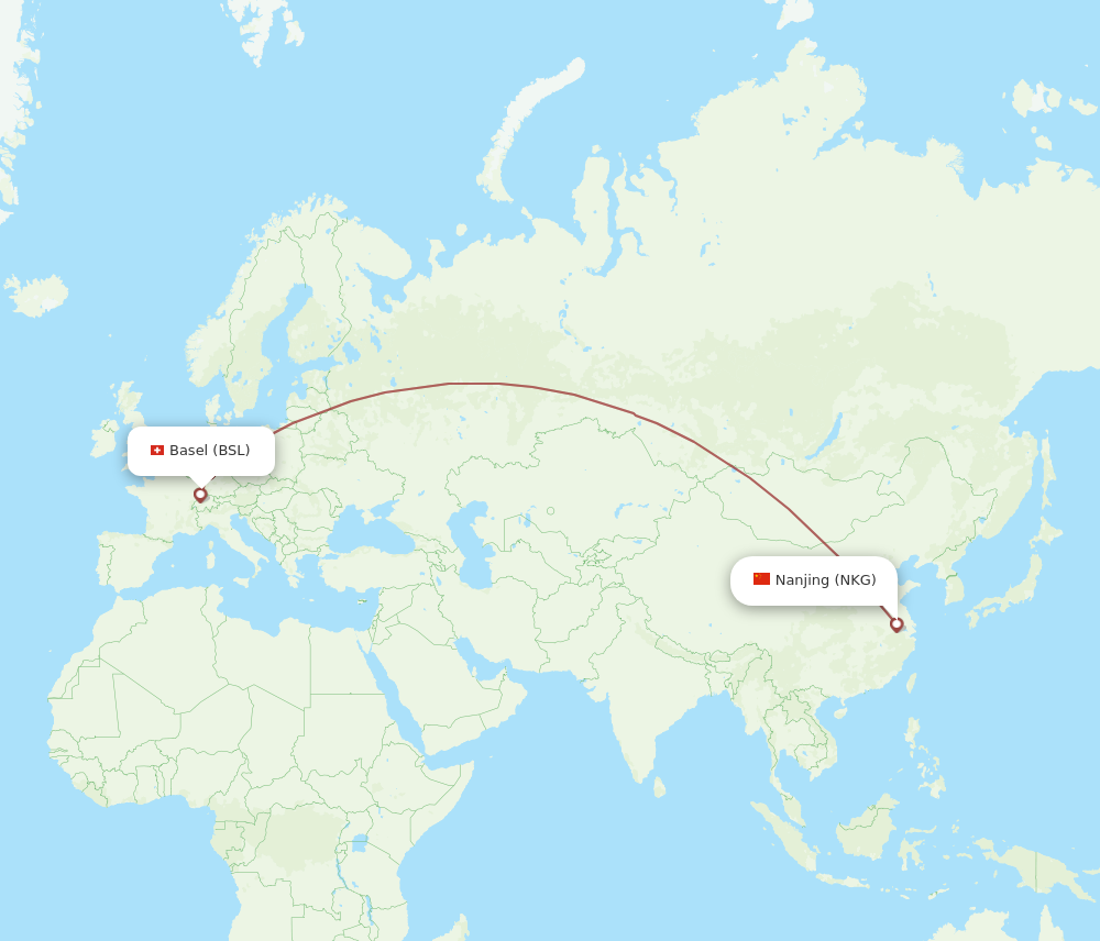 NKG to BSL flights and routes map