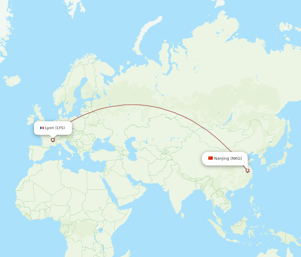 NKG to LYS flights and routes map