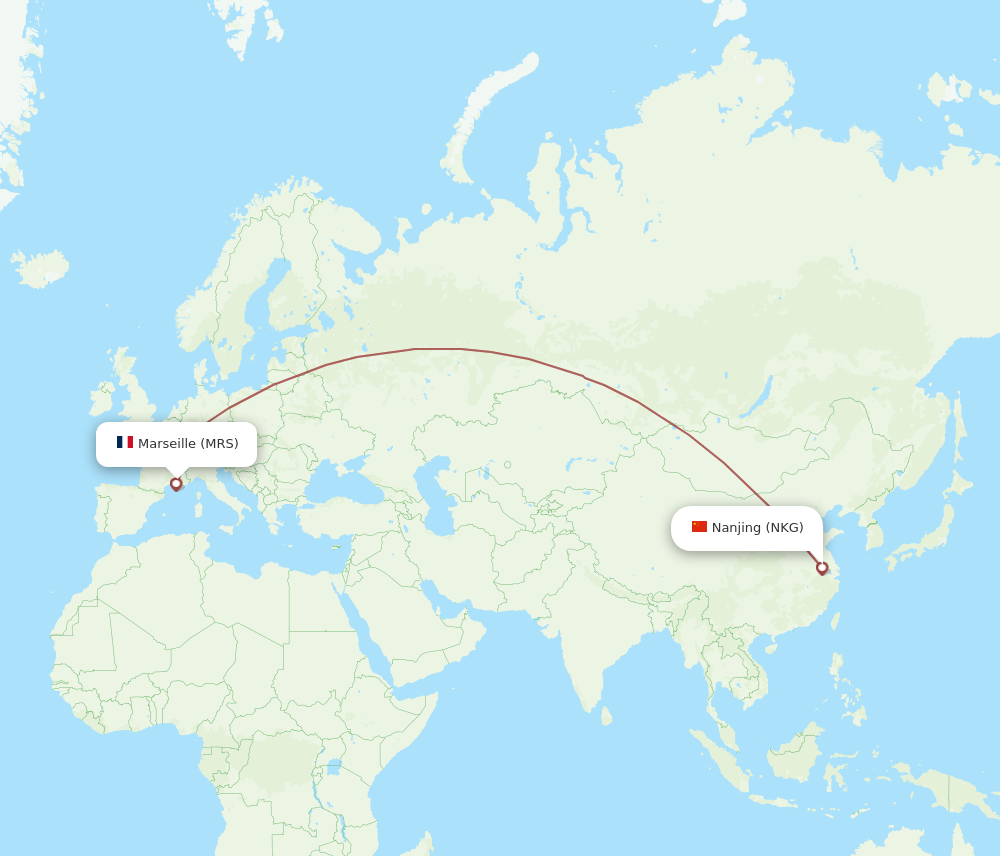 NKG to MRS flights and routes map