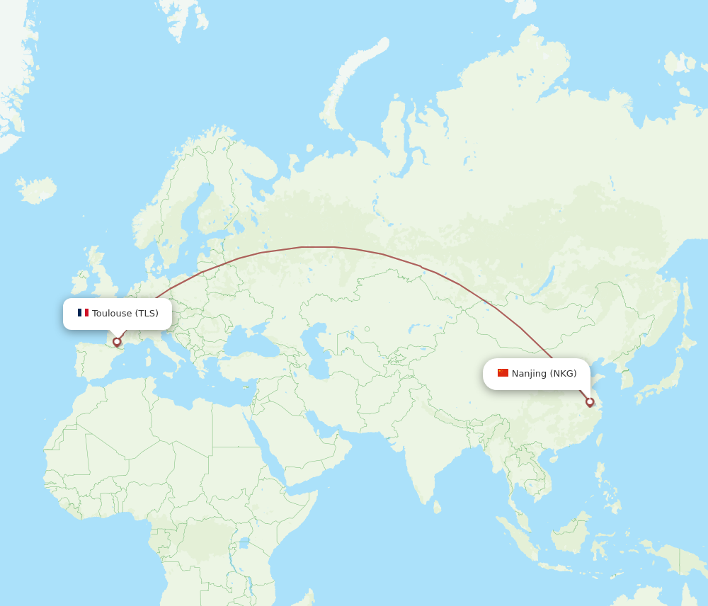 NKG to TLS flights and routes map