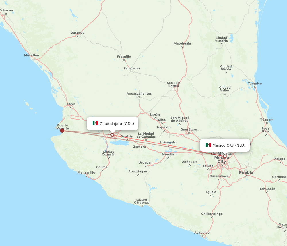 All Flight Routes From Mexico City To Guadalajara Nlu To Gdl Flight Routes 5637