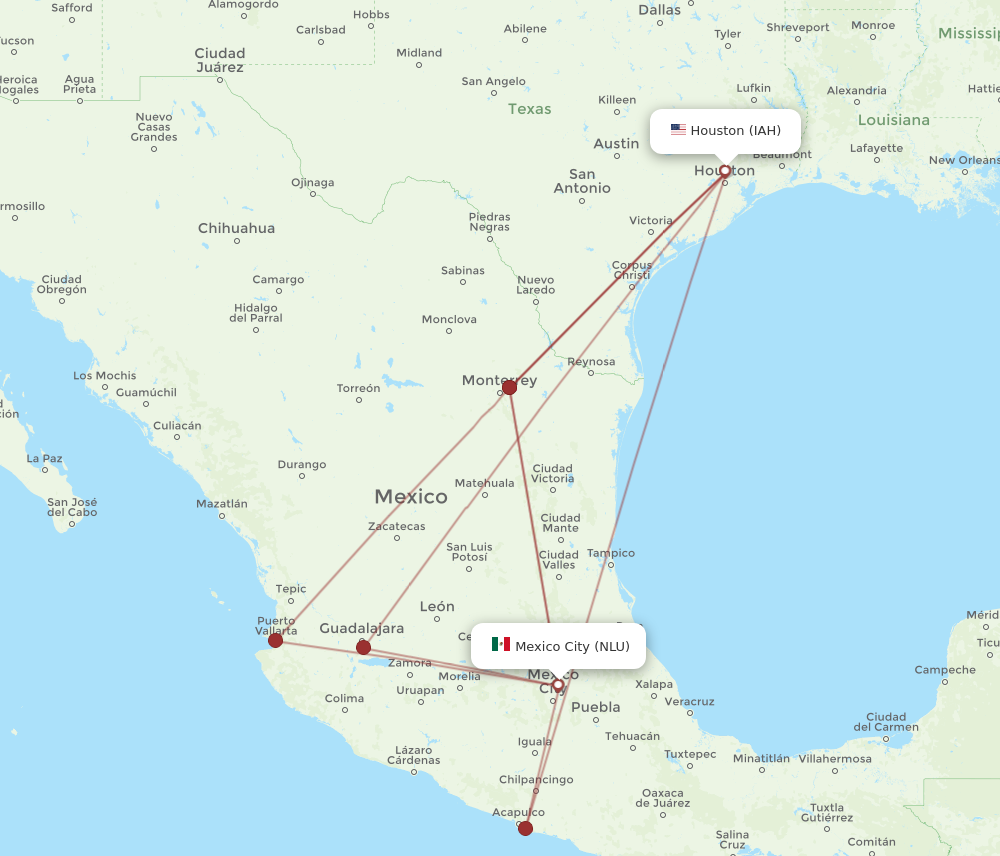 All flight routes from Mexico City to Houston, NLU to IAH - Flight Routes