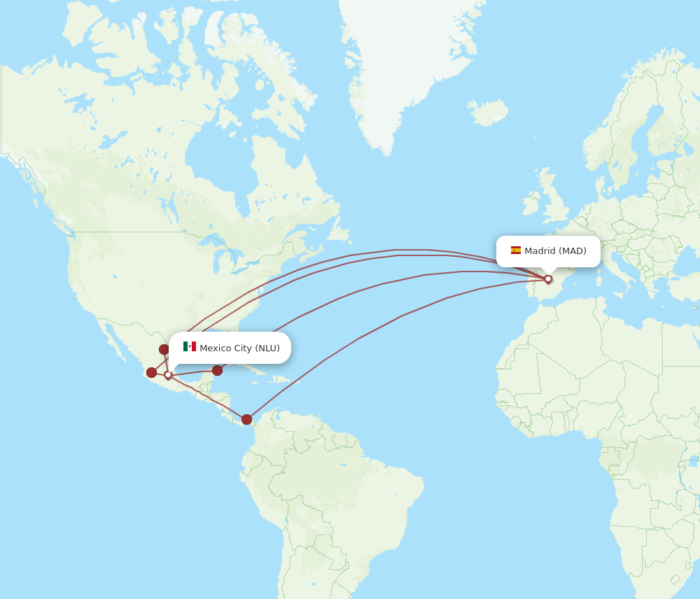 Flights from Mexico City to Madrid NLU to MAD Flight Routes