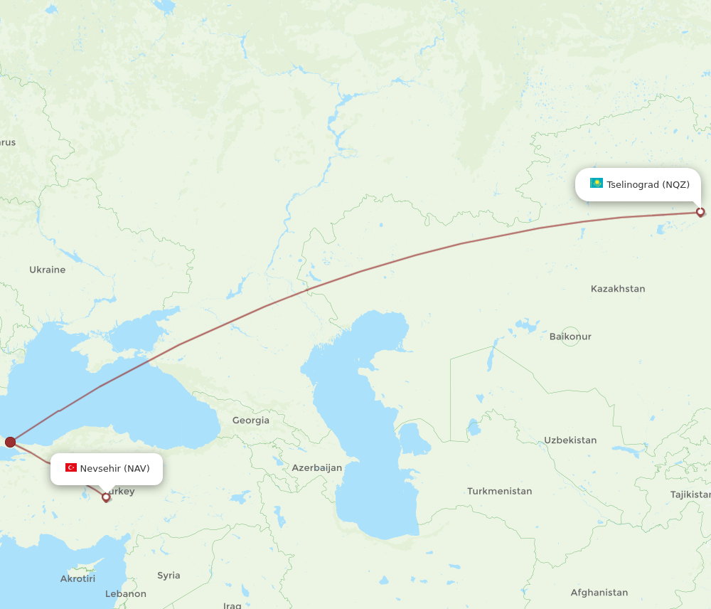 Flights from Astana to Nevsehir, NQZ to NAV - Flight Routes