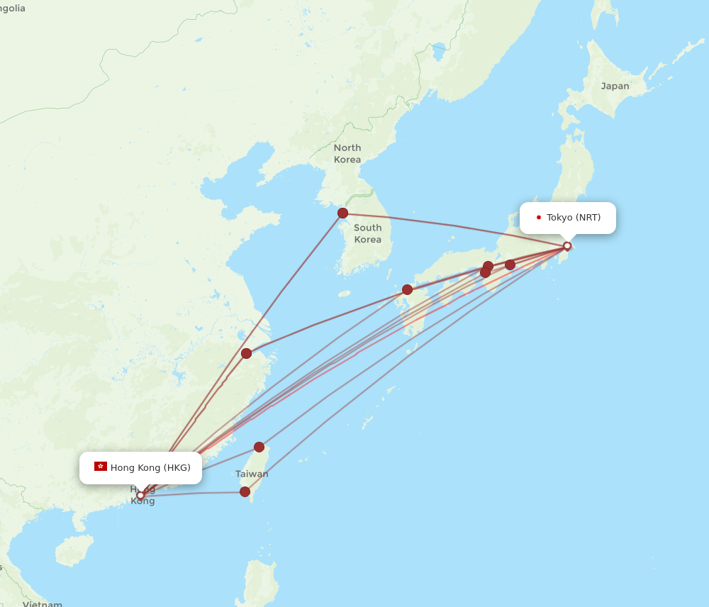 Flights from Tokyo to Hong Kong NRT to HKG Flight Routes