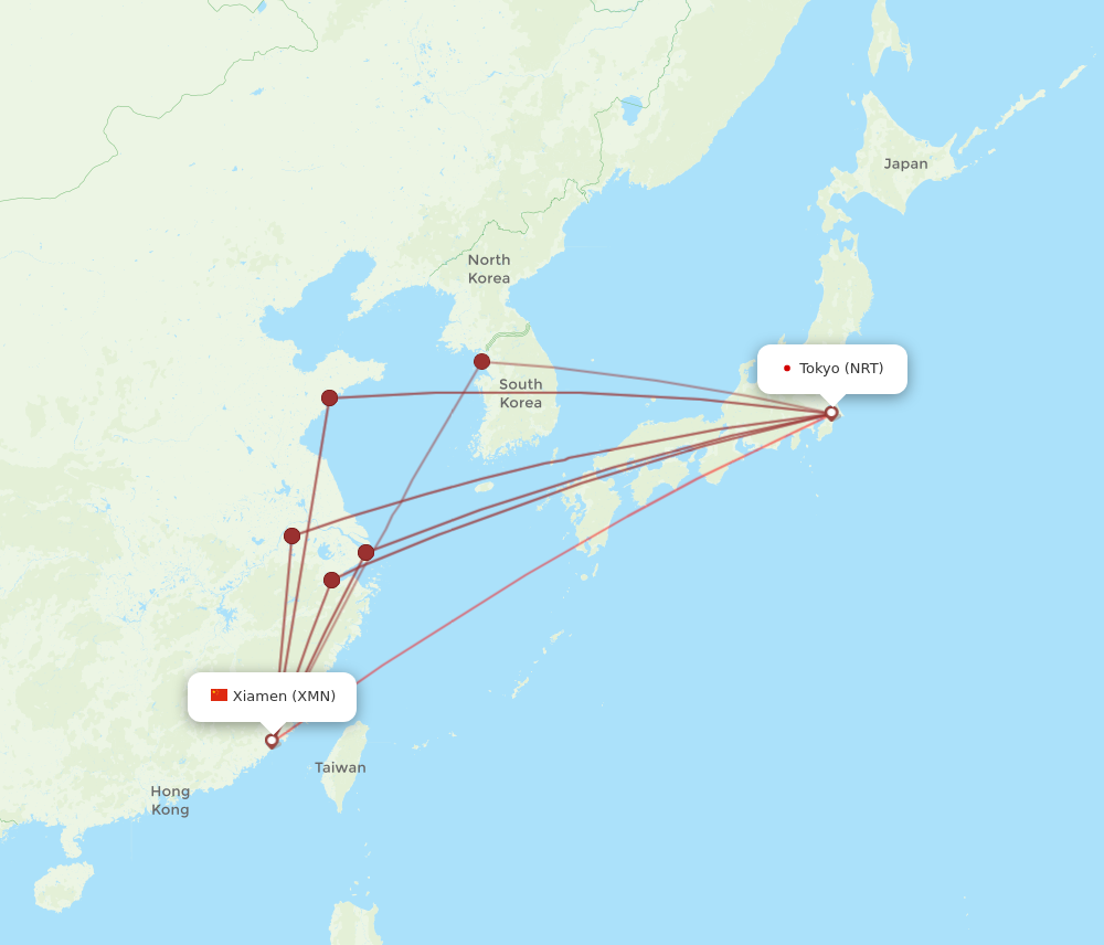 NRT to XMN flights and routes map