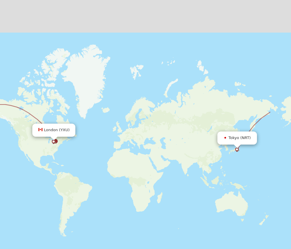 Flights from Tokyo to London NRT to YXU Flight Routes