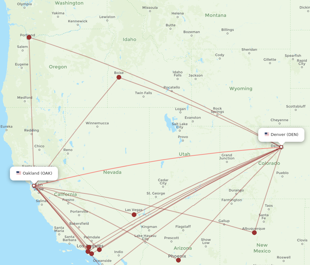 Flights from Oakland to Denver OAK to DEN Flight Routes