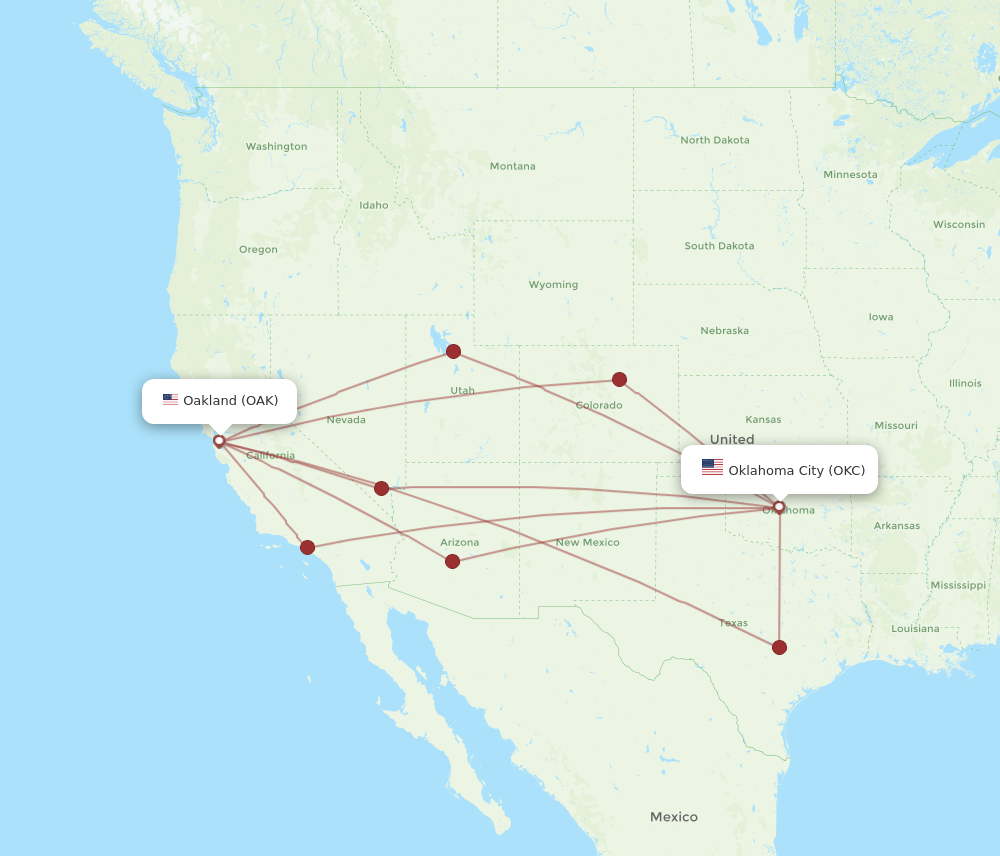 Flights from Oakland to Oklahoma City OAK to OKC Flight Routes