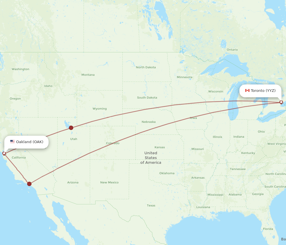 Flights from Oakland to Toronto OAK to YYZ Flight Routes