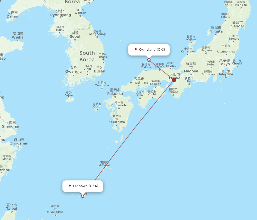 All flight routes from Okinawa to Oki Island, OKA to OKI - Flight Routes