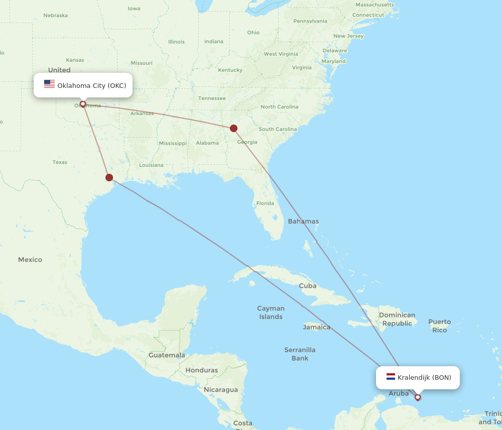 Flights from Oklahoma City to Bonaire OKC to BON Flight Routes