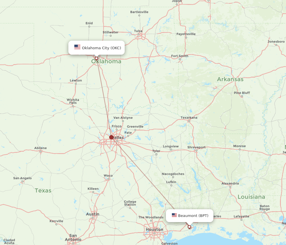 Flights from Oklahoma City to Beaumont OKC to BPT Flight Routes