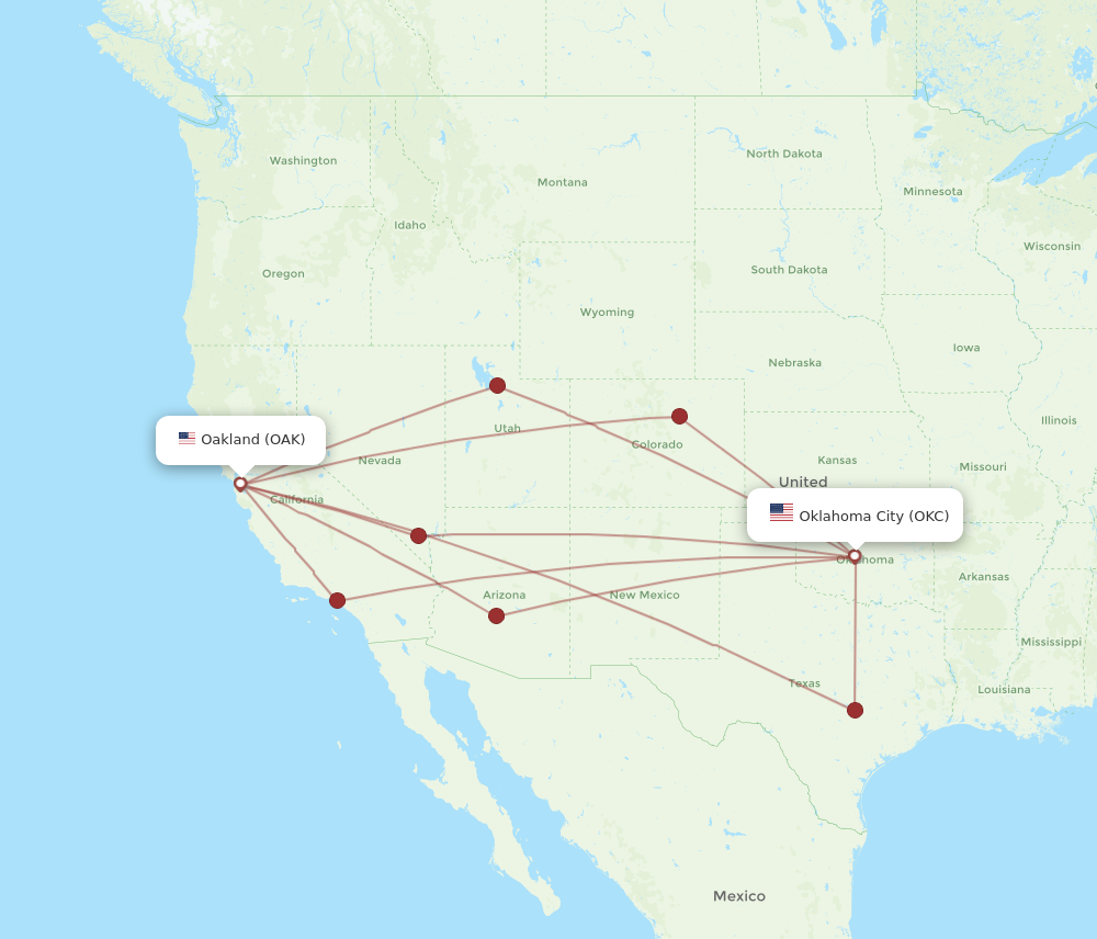 Flights from Oklahoma City to Oakland OKC to OAK Flight Routes