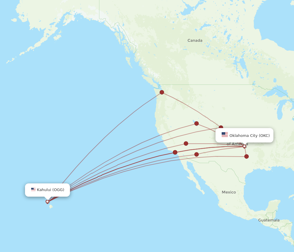 Flights from Oklahoma City to Kahului OKC to OGG Flight Routes