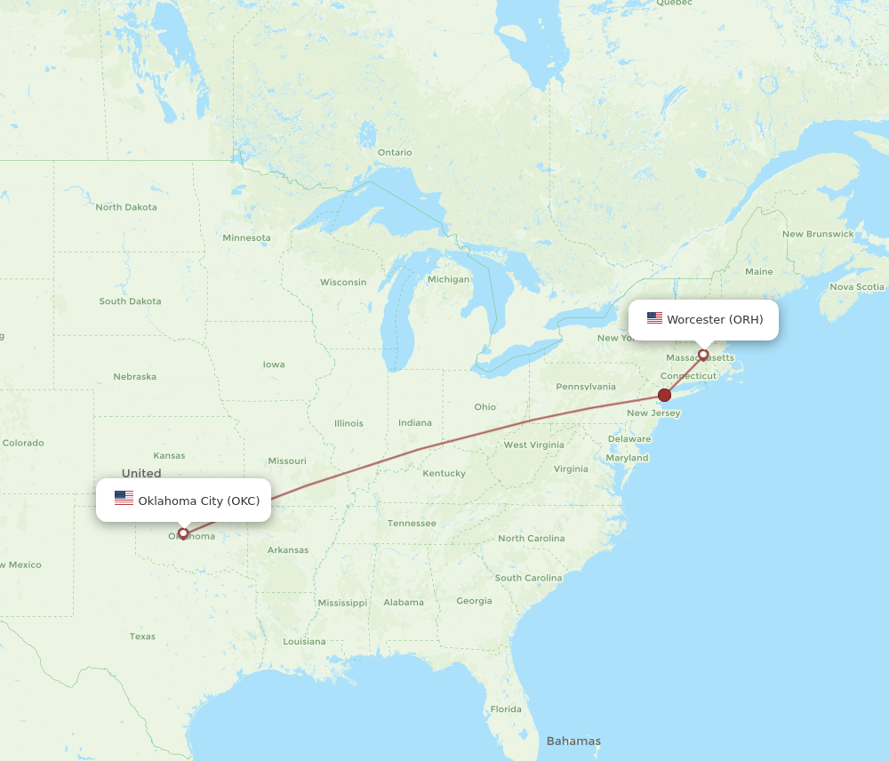 Flights from Oklahoma City to Worcester OKC to ORH Flight Routes