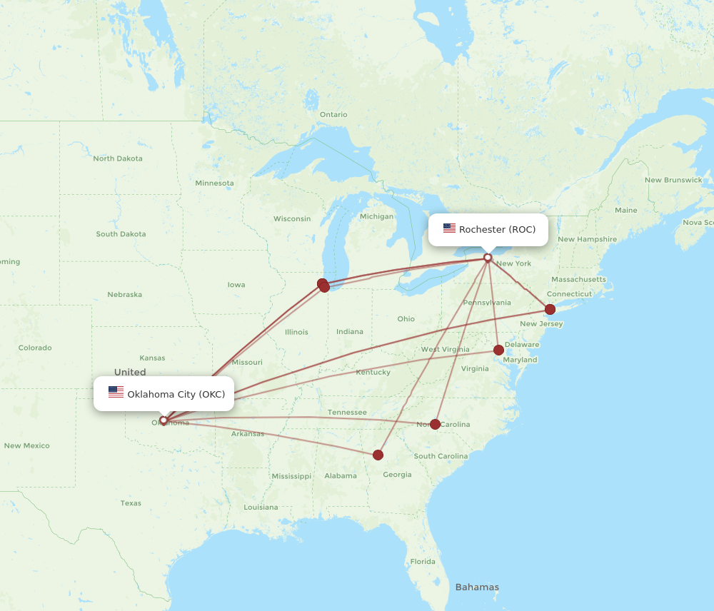 Flights from Oklahoma City to Rochester OKC to ROC Flight Routes