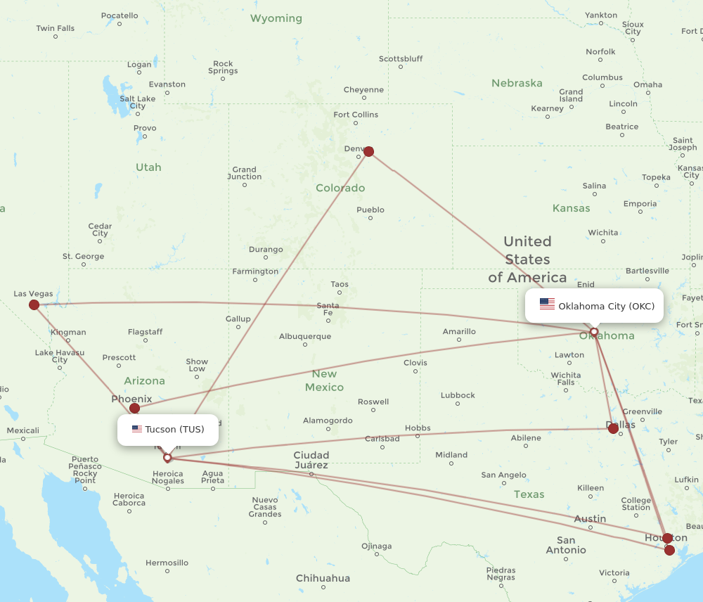 Flights from Oklahoma City to Tucson OKC to TUS Flight Routes