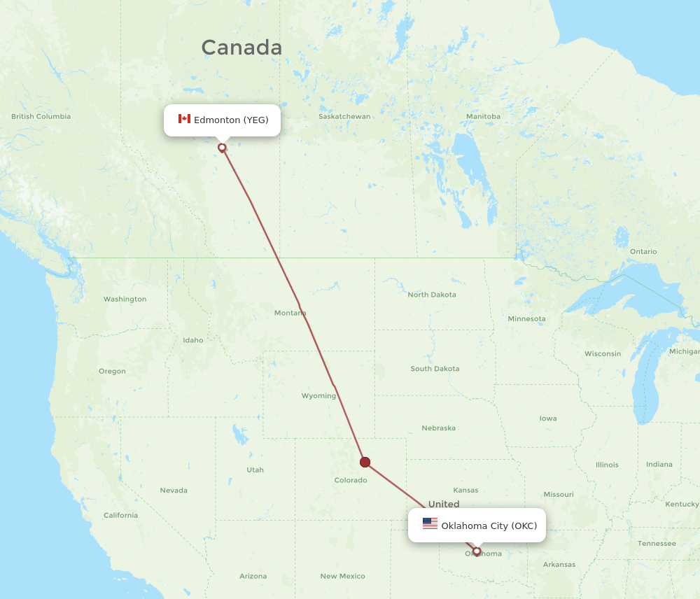 Flights from Oklahoma City to Edmonton OKC to YEG Flight Routes