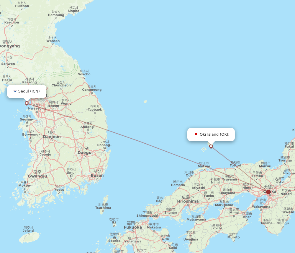 Flights from Oki Island to Seoul OKI to ICN Flight Routes