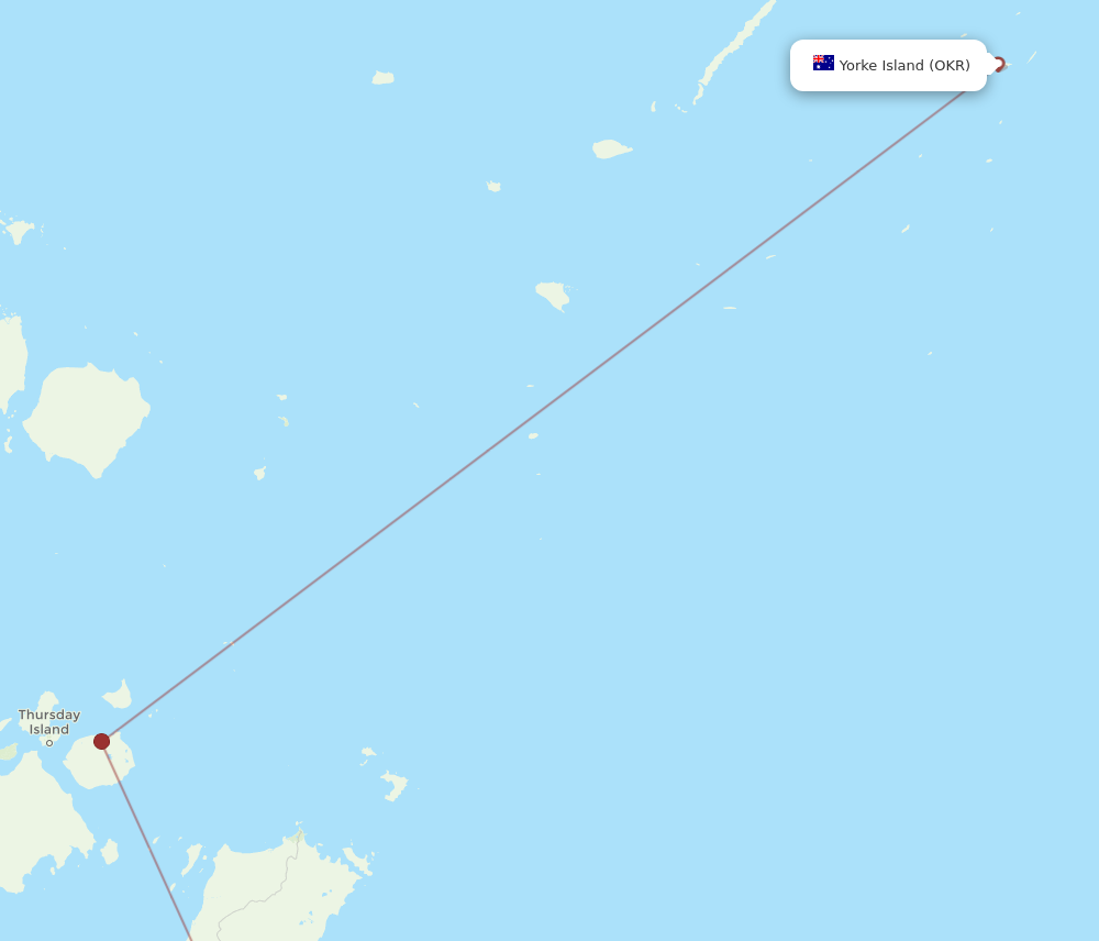 All Flight Routes From Yorke Island To Bamaga, OKR To ABM - Flight Routes