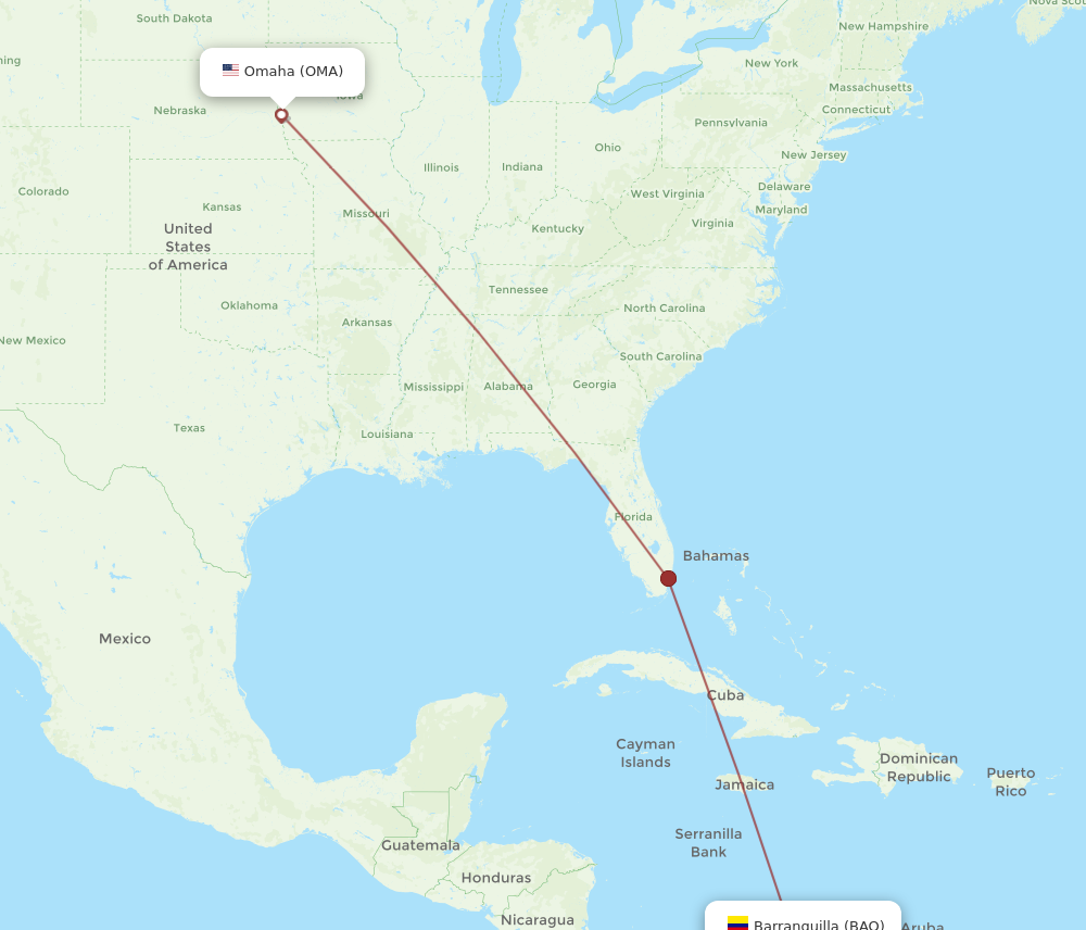 Flights from Omaha to Barranquilla, OMA to BAQ - Flight Routes