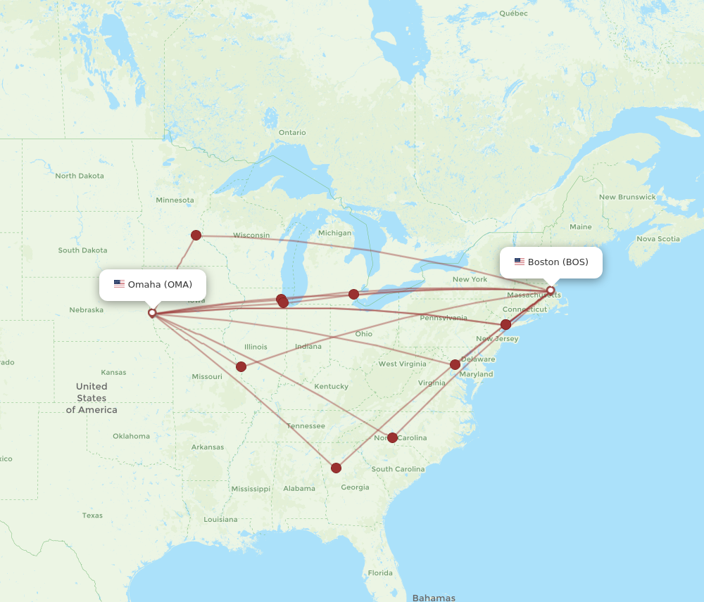 Flights from Omaha to Boston, OMA to BOS - Flight Routes