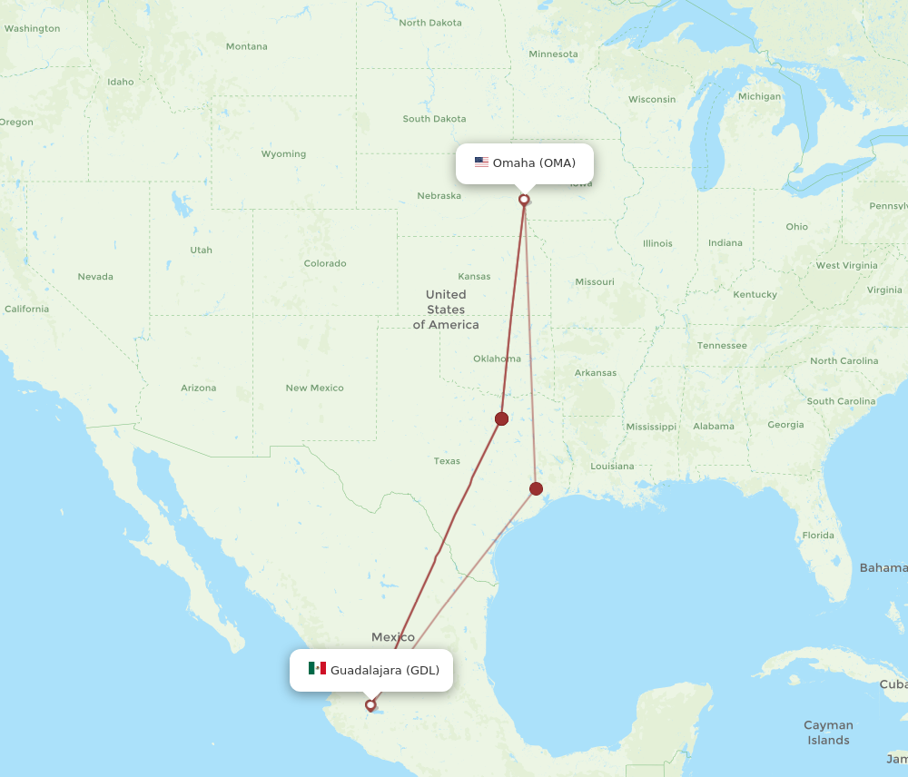 All Flight Routes From Omaha To Guadalajara Oma To Gdl Flight Routes 3200