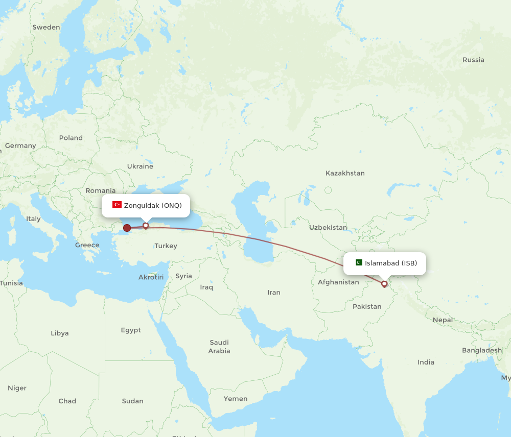 Flights from Zonguldak to Islamabad ONQ to ISB Flight Routes