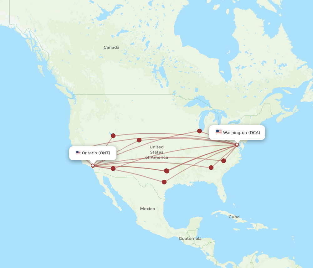 Flights from Ontario to Washington ONT to DCA Flight Routes