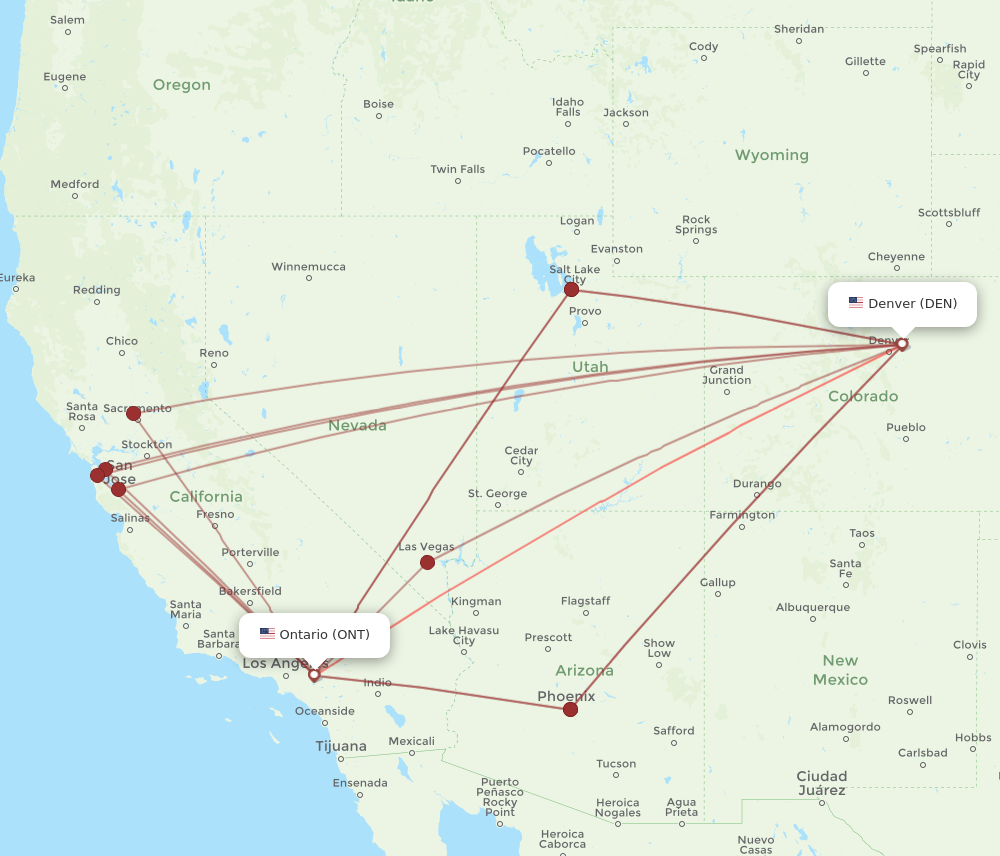 Flights from Ontario to Denver ONT to DEN Flight Routes