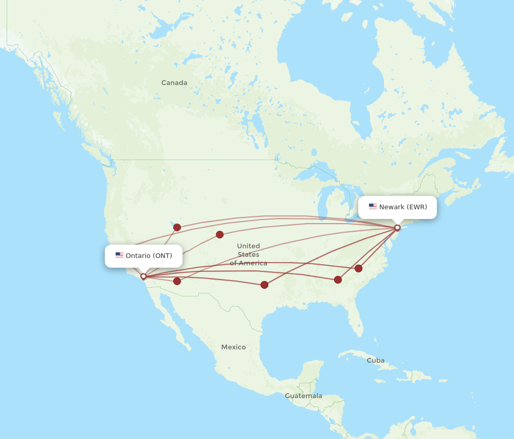 Flights from Ontario to New York ONT to EWR Flight Routes