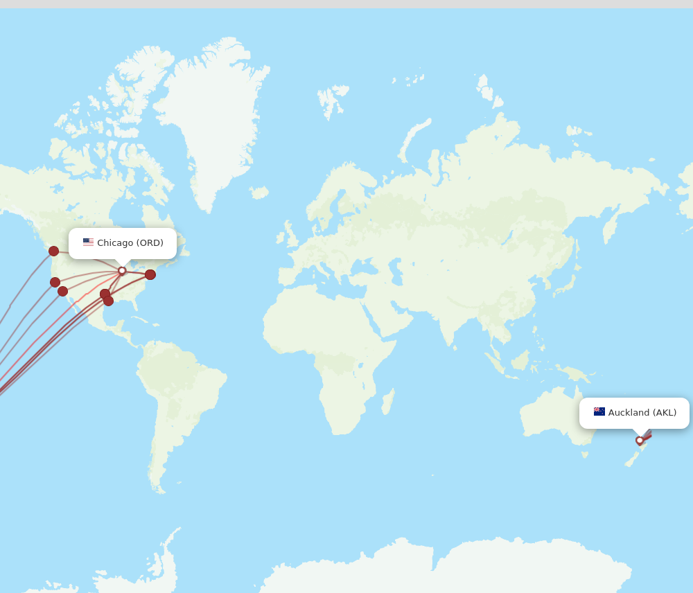 Flights from Chicago to Auckland ORD to AKL Flight Routes