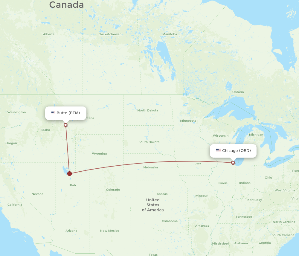 Flights from Chicago to Butte ORD to BTM Flight Routes