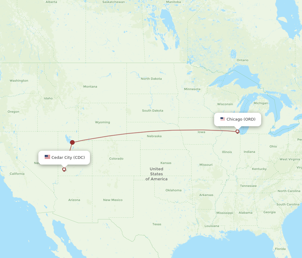 Flights from Chicago to Cedar City ORD to CDC Flight Routes