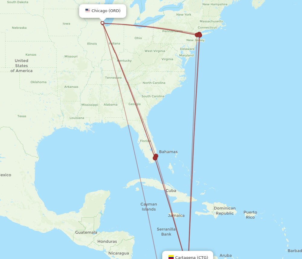 Flights from Chicago to Cartagena ORD to CTG Flight Routes