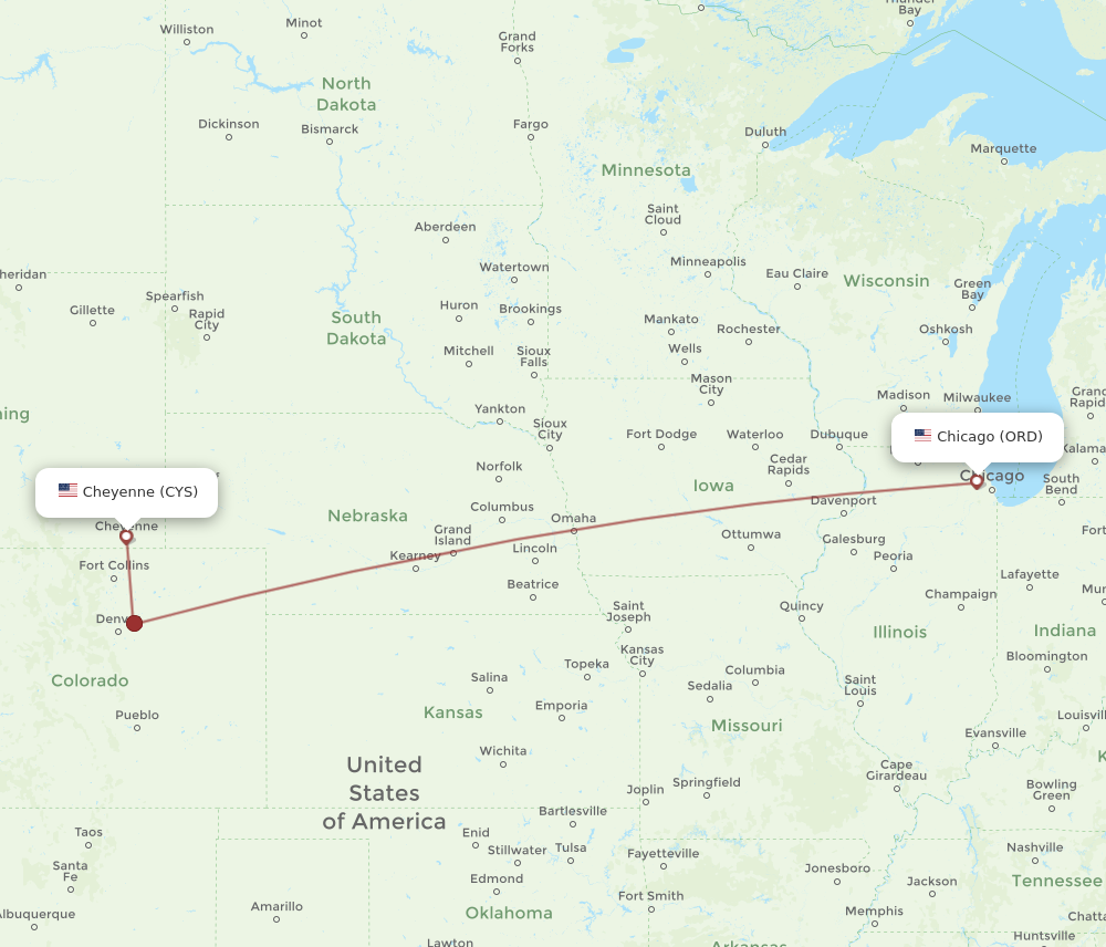 Flights from Chicago to Cheyenne ORD to CYS Flight Routes