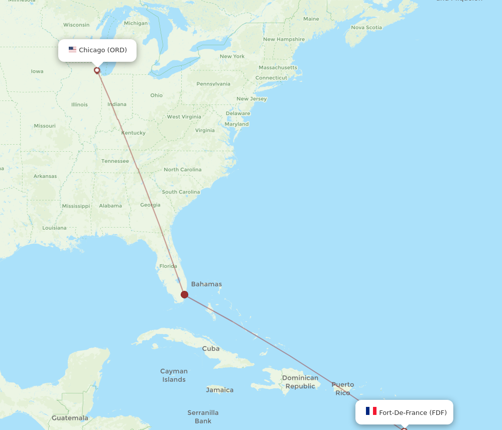 Flights from Chicago to Fort De France, ORD to FDF - Flight Routes