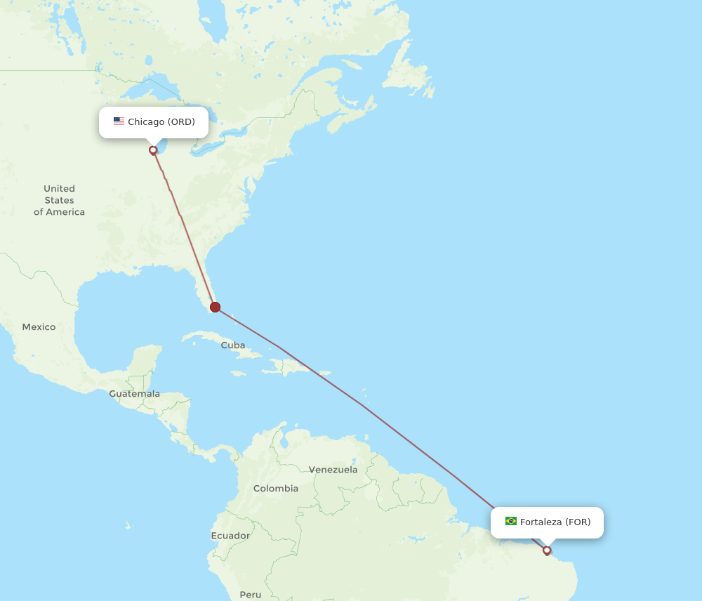 Flights from Chicago to Fortaleza ORD to FOR Flight Routes