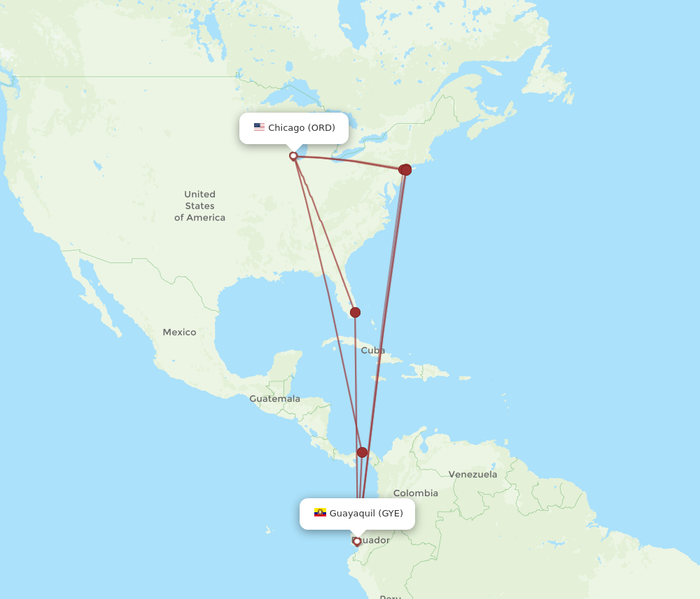 Flights from Chicago to Guayaquil ORD to GYE Flight Routes