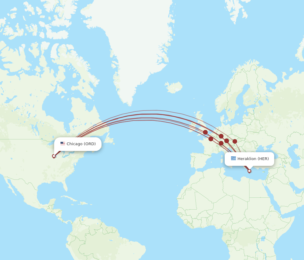 Flights from Chicago to Heraklion ORD to HER Flight Routes