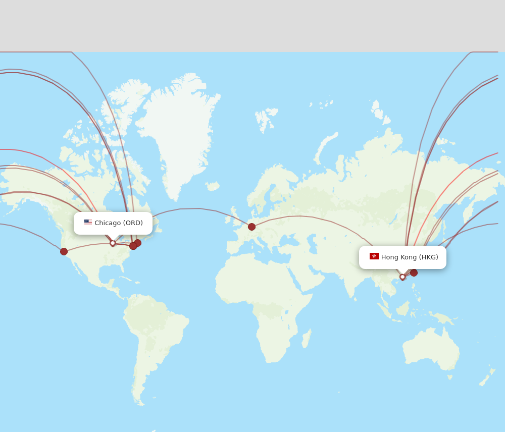 ORD to HKG flights and routes map