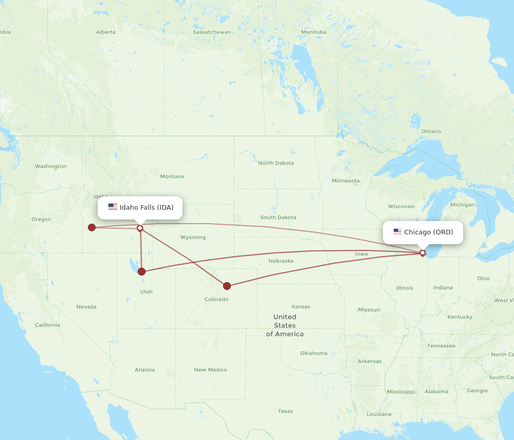 Flights from Chicago to Idaho Falls ORD to IDA Flight Routes