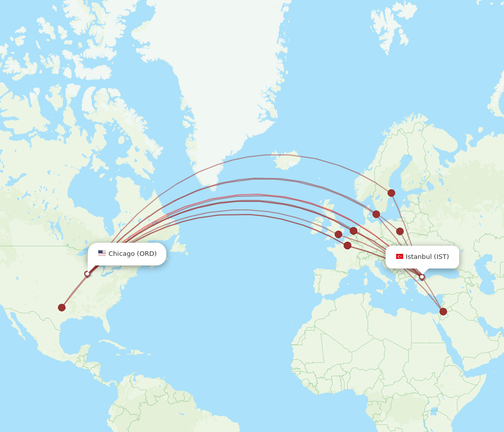 Flights from Chicago to Istanbul ORD to IST Flight Routes