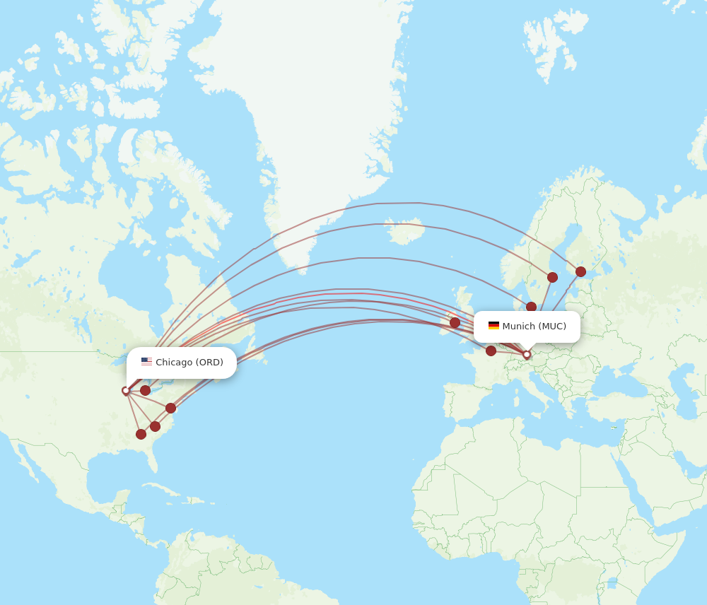 Flights from Chicago to Munich ORD to MUC Flight Routes