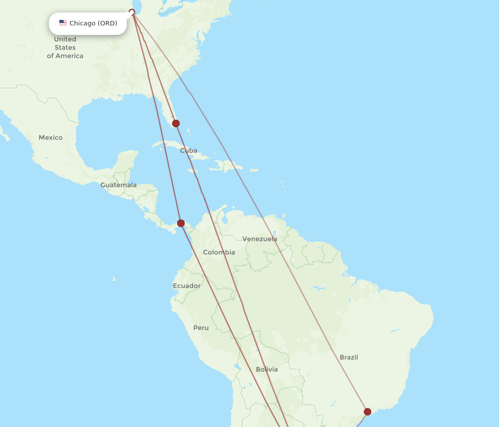 Flights from Chicago to Montevideo ORD to MVD Flight Routes