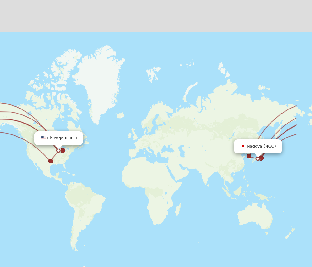 Flights from Chicago to Nagoya ORD to NGO Flight Routes