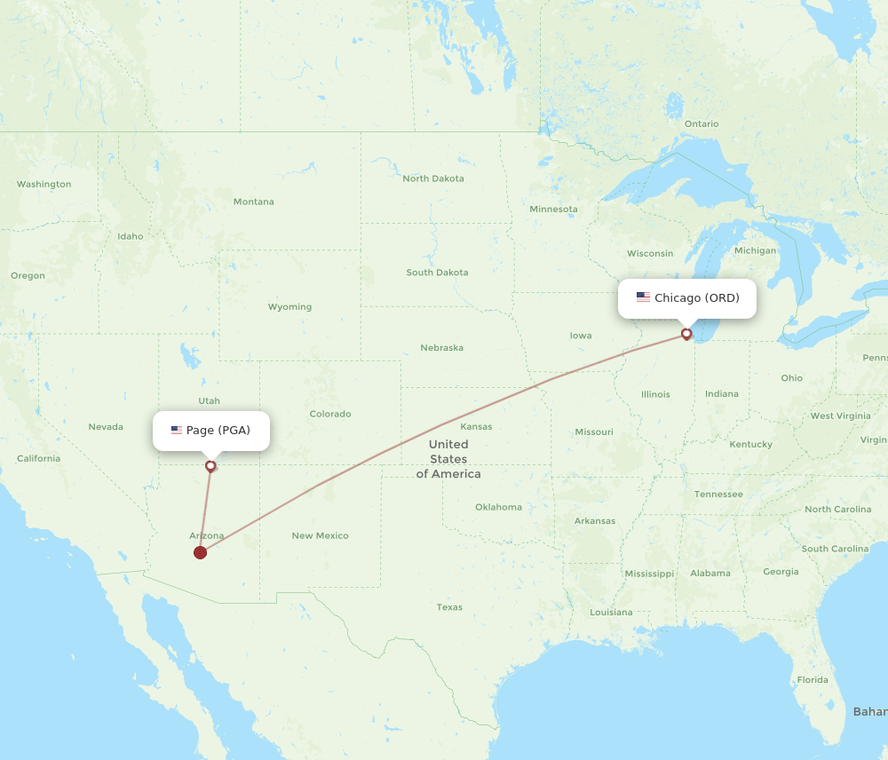 Flights from Chicago to Page ORD to PGA Flight Routes