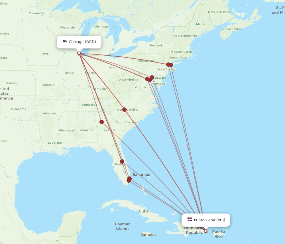 Flights from Chicago to Punta Cana ORD to PUJ Flight Routes